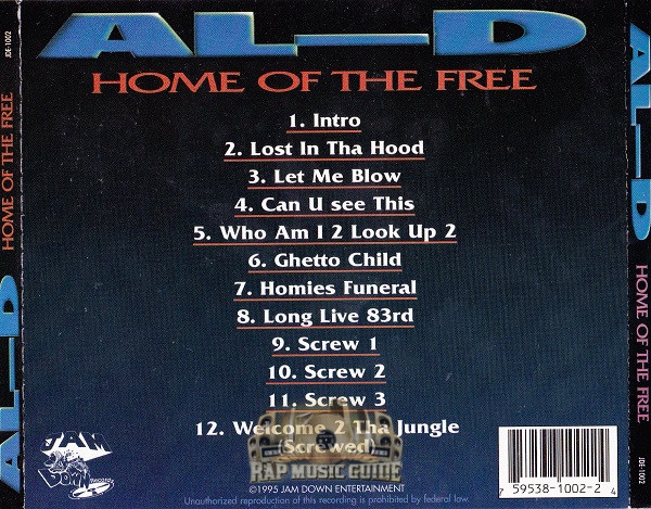 洋楽 AL-D/HOME OF THE FREE/G-RAP Al-D - Home Of The Free: CD | Rap Music Guide
